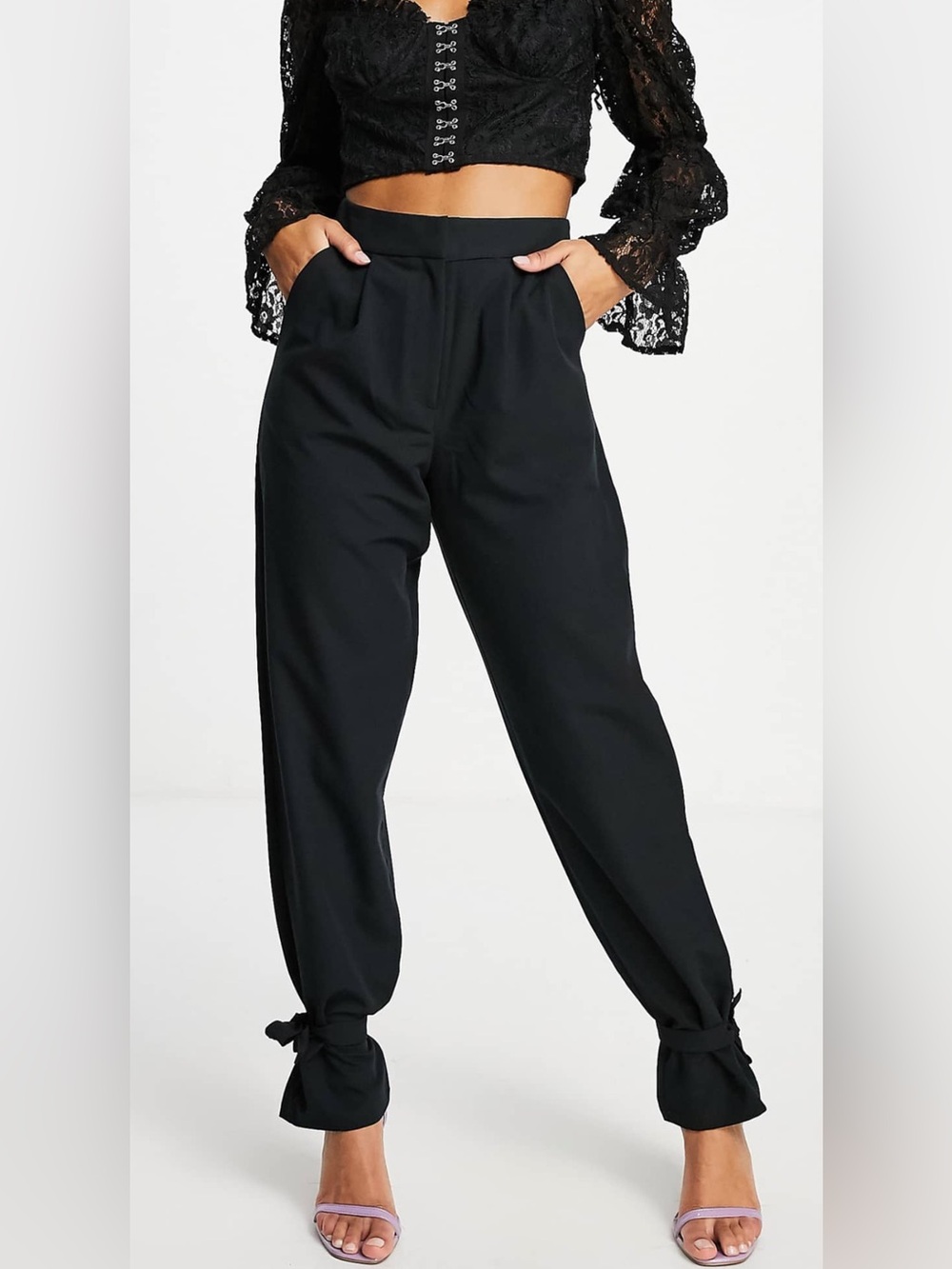 Black Ankle-Tie Pants